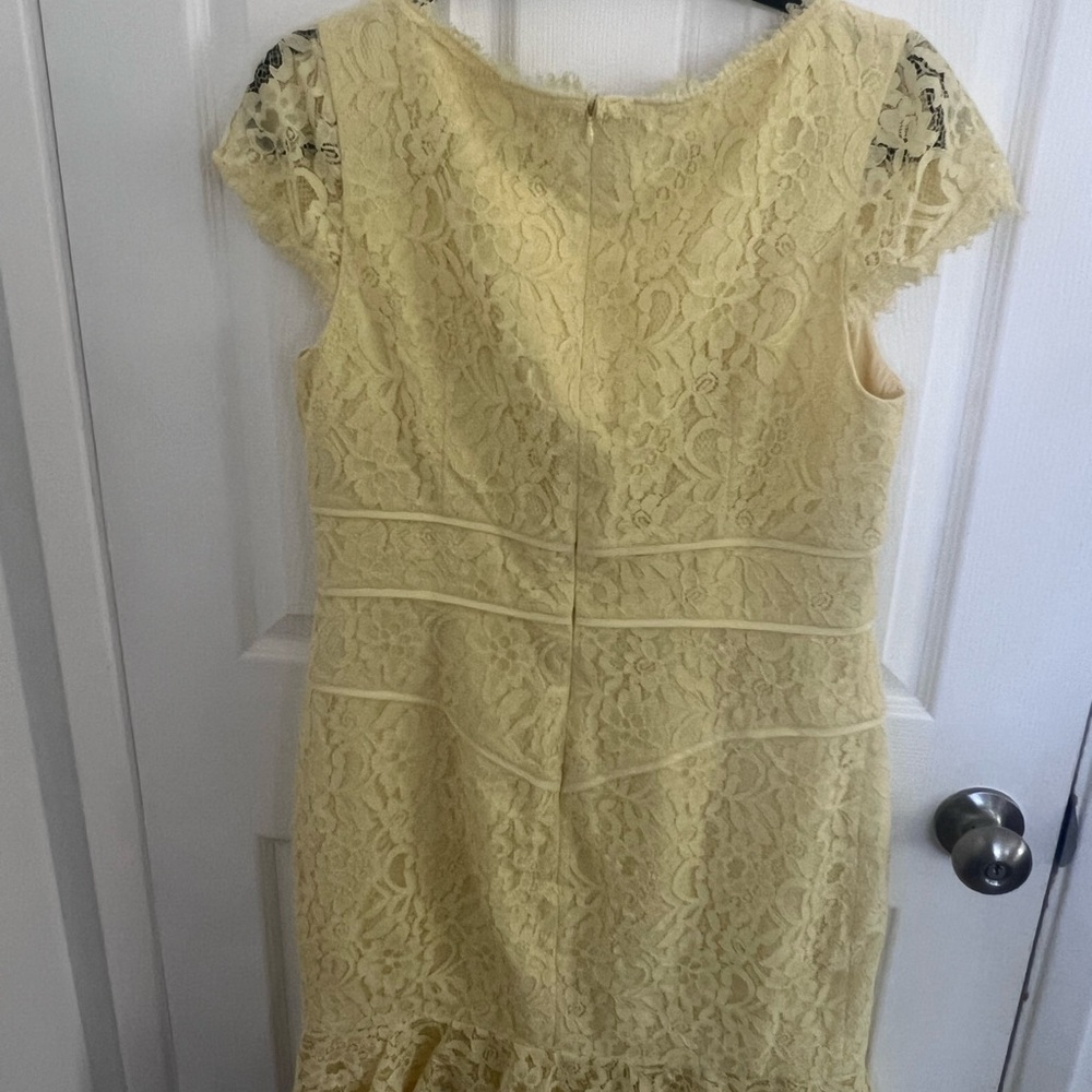 Boston Proper Pale Yellow Lace Midi Dress - Picture 7 of 9